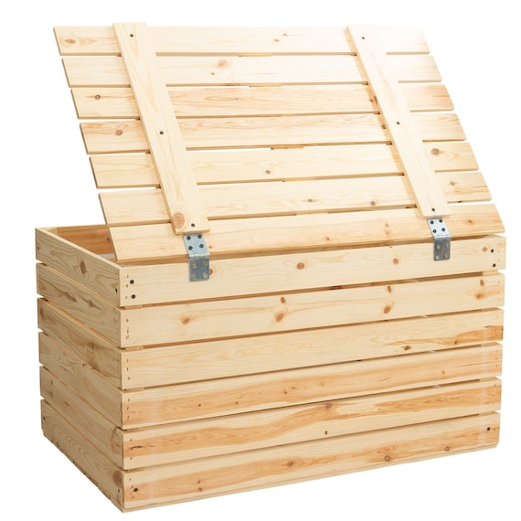 Nuevo cofre de madera natural grande 80x50x39 cm cajas de frutas caja de  vino caja de madera cofre para guardar juguetes, discos, mantas, jardín -   México