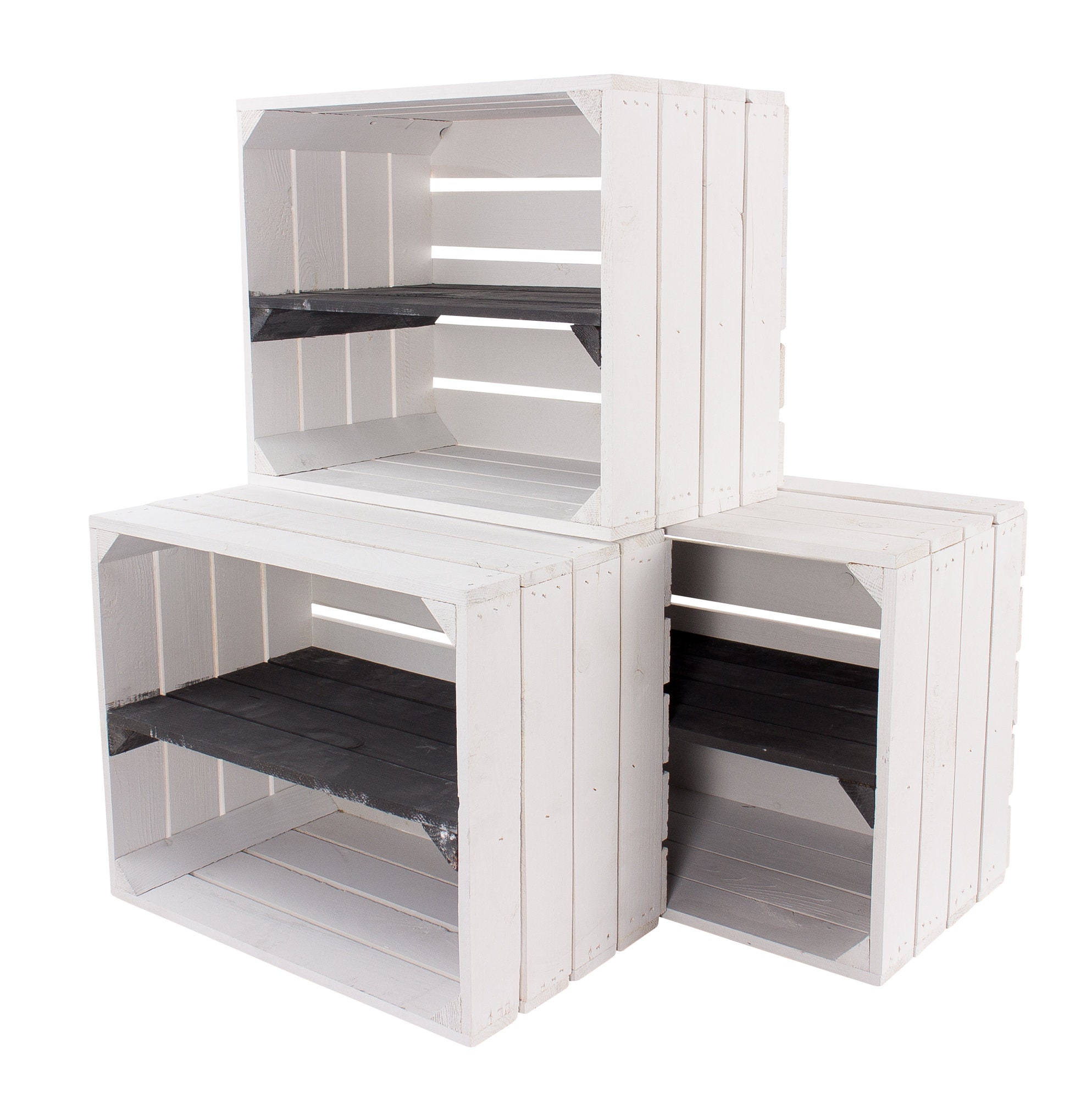 Nueva caja de madera blanca con estante en negro 50 cm x 40 cm | Etsy