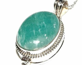 Amazonite photo locket necklace 925 Sterling silver locket Keepsake locket 3D charm box locket Amazonite gemstone locket Movable lid pendant