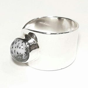 Dendritic opal ring 925 Sterling silver band Adjustable band Dendrite opal band ring Dendritic opal gemstone ring Dendritic opal jewelry image 2