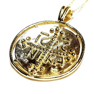 Constantine coin necklace Konstantinato Byzantine gold medallion Sterling silver Unisex ICXC NIKA pendant Protection jewelry Greek jewelry