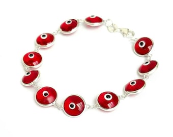 Evil eye bracelet 925 Silver bracelet Protection jewelry Good luck bracelet Greek Mati bracelet Lampwork evil eye Murano evil eye jewelry