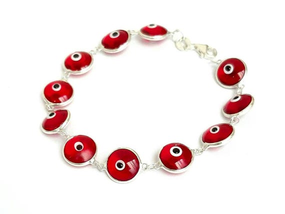 Evil eye bracelet 925 Silver bracelet Protection jewelry Good luck bracelet Greek Mati bracelet Lampwork evil eye Murano evil eye jewelry