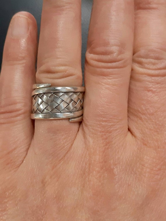 Net Ring Sterling Silver Unisex Adjustable Woven Band Weave Band Spiral  Band Swirl Net Braided Band Swirl Band Wrapped up Wrap Around Ring -   Canada