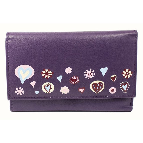 Purple leather wallet womens hot sale
