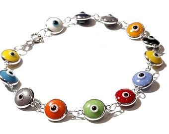 Pulsera de ojo malvado Pulsera de plata 925 Joyas de protección Pulsera de buena suerte Pulsera Mati griega Pulsera de ojo malvado de Murano Joyas de ojo malvado de Murano