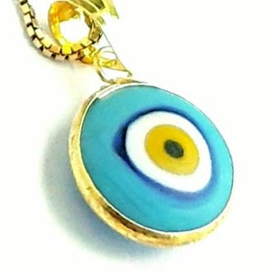 Gold Evil Eye Necklace Sterling Silver Evil Eye Layering Necklace   Good Luck Eye Pendant Protection Jewelry Greek Mati Venetian Box Chain