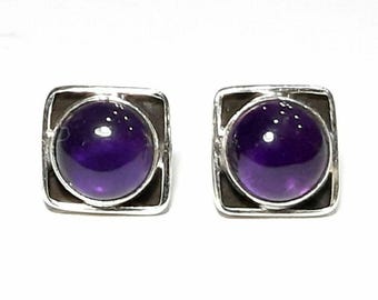 Pendientes de amatista Pendientes de plata de ley 925 Pendientes de amatista Pendientes de amatista Pendientes de piedras preciosas de amatista Joyas de amatista Plata 925