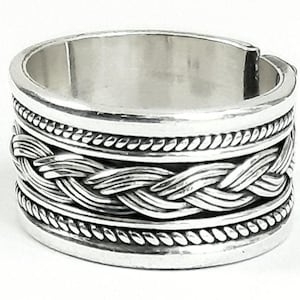 Nätring 925 sterlingsilverring Justerbar ring Vävd ring Vävd ring Bred vävd ring Nätvävd ring Knutband Flätad ring