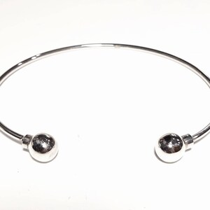 Charm torque bracelet Sterling silver torque bangle Adjustable torque Charm cuff Charm torc bracelet Two balls bangle Double ball bracelet image 7