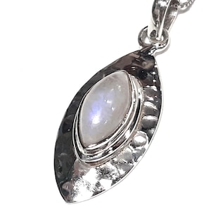 Collier pierres de lune Collier en argent sterling Pendentif pierre de lune arc-en-ciel Pendentif pierre de naissance juin Pierre de lune naturelle Bijoux en pierre de lune