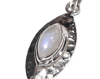 Rainbow Moonstone Ruby Sterling Silver Pendant Necklace - Etsy