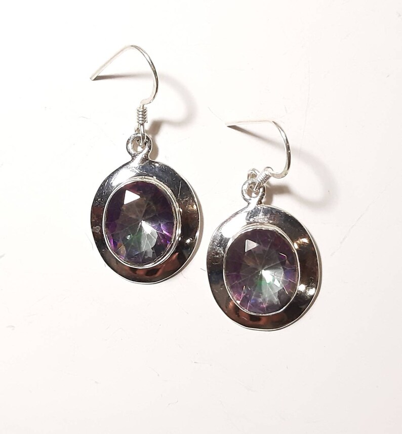 Mystic topaz earrings Sterling silver Topaz gemstone earrings Mystic topaz dangle earrings Topaz dangles Wedding jewelry Bridal earrings