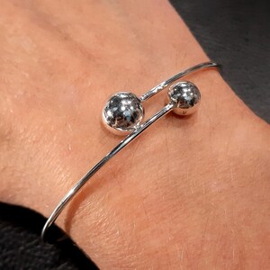Torque-armband i sterlingsilver, torque-armband, justerbart armband, unisex-armband, torque-armband för män, tvåkulsarmband, dubbelkulsarmband