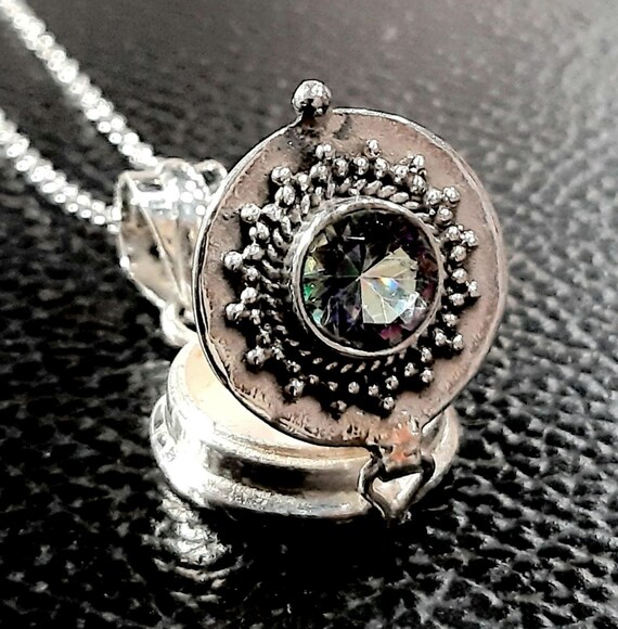 【MYSTIC LOCKET】PERTHSANTA Mystic Topaz Photo Locket Necklace Sterling Silver Locket