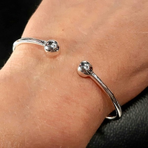 Koppelarmband 925 sterlingzilver koppel 925 massief zilveren verstelbare torc-armband Heren koppelmanchet Twee bollen armband Dubbele kogelarmband afbeelding 1