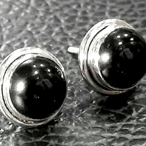 Black onyx earrings Sterling silver earrings Black onyx stud earrings Black onyx studs Natural onyx gemstones earrings Black onyx jewelry