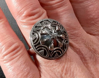 Anillo grueso Anillo de plata esterlina Anillo ajustable Anillo 3D Anillo de cúpula Anillo grande Anillo redondo Anillo de bomba Anillo de bola Anillo grande Anillo de burbuja Anillo bohemio