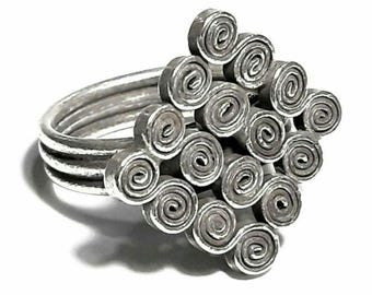 Anillo espiral Plata de ley 925 Anillo infinito Anillo circular Anillo de llave griega ajustable Banda espiral de eternidad Anillo de remolino Círculo eterno de la vida