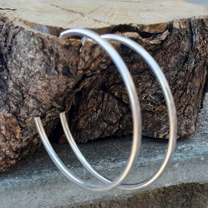Hoop earrings 925 Sterling silver hoops Large hoops Big hoop earrings Elegant hoops Thin hoops Every day hoops Dainty hoops 1.5 inche hoops