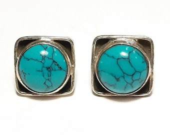 Turquoise earrings 925 Sterling silver earrings Turquoise stud earrings Turquoise studs Turquoise gemstone earrings Turquoise jewelry