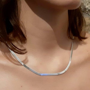 Herringbone silver necklace Flat snake chain 925 Sterling silver Snake necklace Minimalist design Layering necklace Silver Greek jewelry