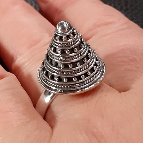 Tower ring Architecture ring 925 Silver ring Adjustable band Chunky ring Cathedral temple ring Dome ring Boho bombe ring Big bubble ring