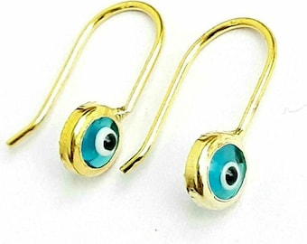 Evil eye earrings 925 Sterling silver Protection jewelry Good luck Mati Evil eye dangles Lampwork Turquoise dangles Murano glass earrings