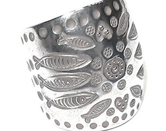 Wide band ring Sterling silver band Adjustable band Open band jewelry Wide ring Long ring Silver ring Wrap ring Wrapped ring Boho large ring