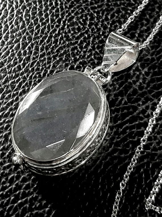 Pendentif En Argent Massif Avec Cabochon De Labradorite Naturelle - Occasion