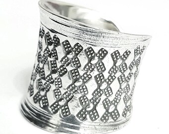 Wide band ring Sterling silver band Adjustable band Open band jewelry Wide ring Long ring Silver ring Wrap ring Wrapped ring Boho large ring