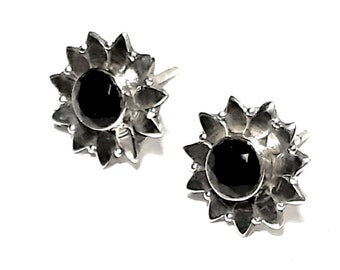 Black onyx earrings 925 Sterling silver earrings Black onyx stud earrings Black onyx studs Onyx gemstone earrings Onyx jewelry Gems jewelry
