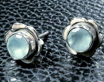 Aquamarine studs Sterling silver earrings Natural aquamarine stud earrings Aquamarine gemstone earrings Aquamarine jewelry March birthstone