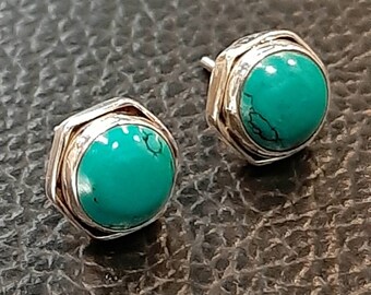 Turquoise earrings 925 Sterling silver earrings Turquoise stud earrings Turquoise studs Turquoise gemstone earrings Turquoise jewelry