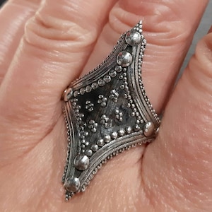 Rhombus ring Sterling silver ring Adjustable ring Rhombus wide band Large ring Long ring Rhombus open band Big ring Rhombus band Boho band