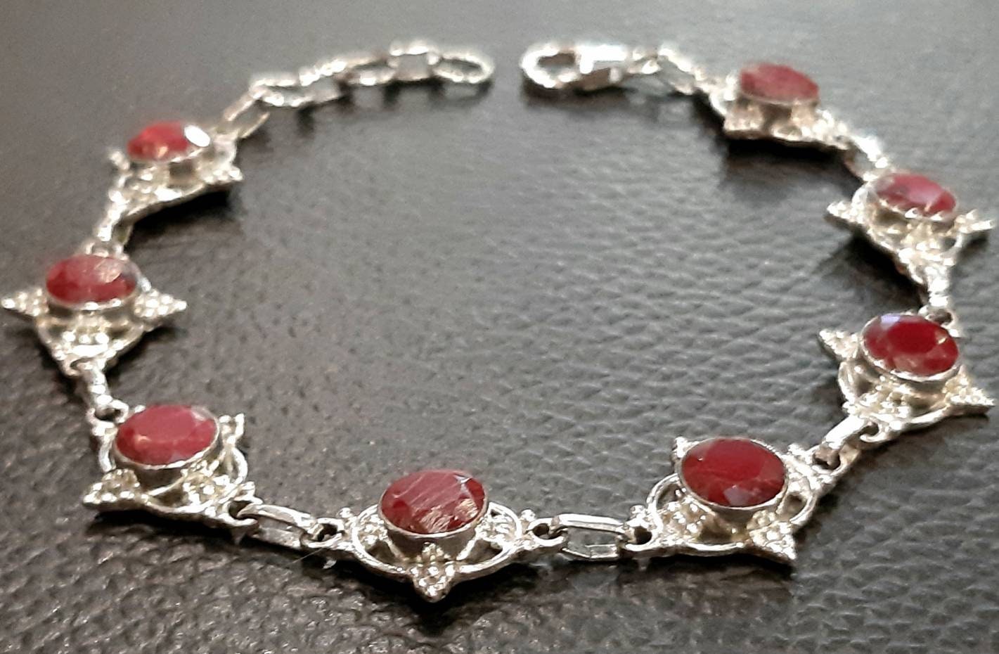 Ruby bracelet Sterling silver Ruby gemstones bracelet Genuine | Etsy