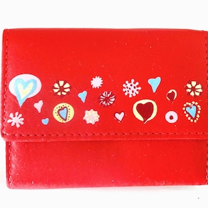Red wallet Red ladies purse Small ladies wallet Genuine leather Ladies purse Woman&#39;s wallet Hearts wallet Valentine&#39;s gift Childrens gift