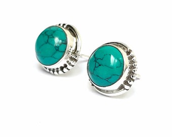 Turquoise earrings 925 Sterling silver earrings Turquoise stud earrings Turquoise studs Turquoise gemstone earrings Turquoise jewelry