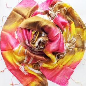 Colorful Silk Shawl Hand Dyed Handwoven Batik Handmade Wedding Gift Wedding Accessory Light Weight Silk Shawl Natural Pure Raw Silk For Her