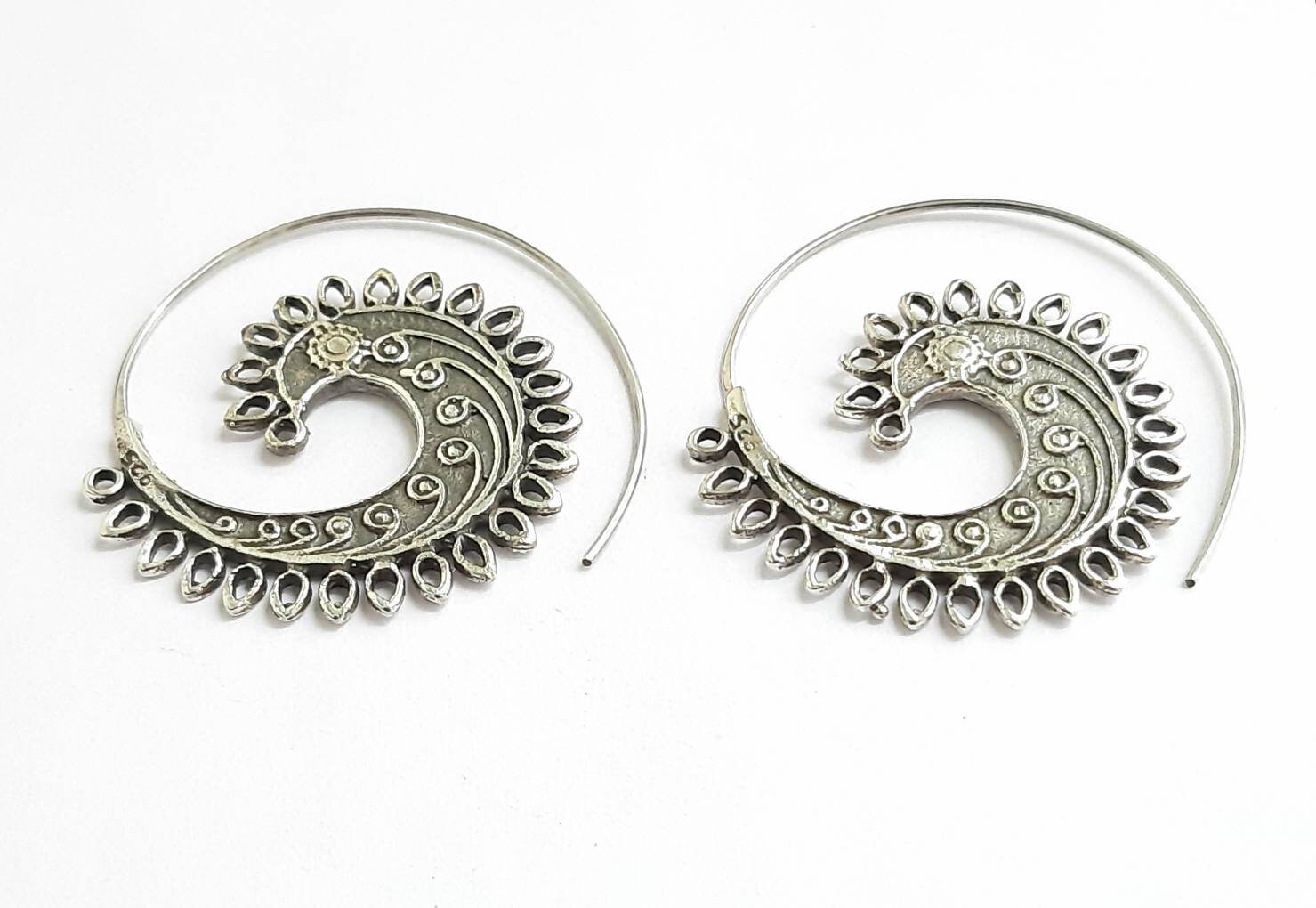 Filigree Hoop Earrings 925 Sterling Silver Filigree Hoops Etsy UK