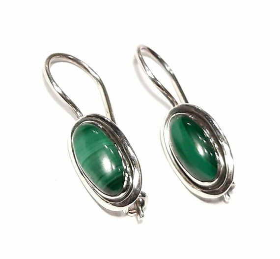 Silver malachite best sale earrings