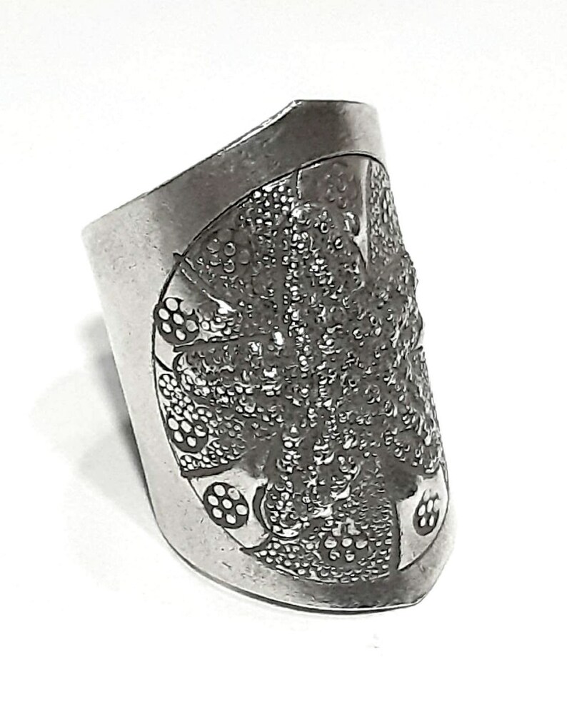 Sjöstjärnering 925 sterlingsilverband Justerbart öppet band Bred ring Lång silverring Inlindad ring Boho stor ring 925 silversmycken bild 2