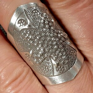 Sjöstjärnering 925 sterlingsilverband Justerbart öppet band Bred ring Lång silverring Inlindad ring Boho stor ring 925 silversmycken bild 7