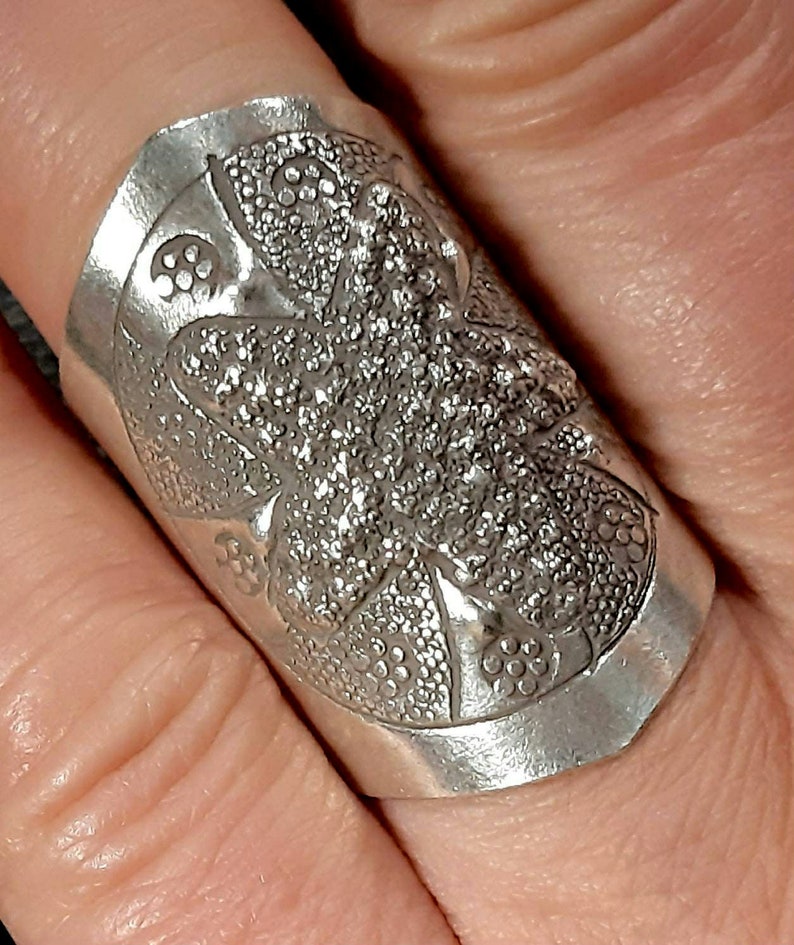 Sjöstjärnering 925 sterlingsilverband Justerbart öppet band Bred ring Lång silverring Inlindad ring Boho stor ring 925 silversmycken bild 7