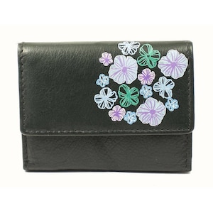 Small leather wallet Dark green wallet Ladies purse Ladies wallet Genuine leather Woman&#39;s wallet Floral wallet Valentine&#39;s gift Kids gift