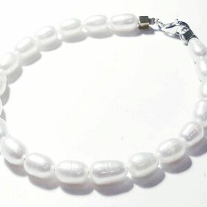 Pearl bracelet 925 sterling silver Freshwater pearl bracelet Natural pearls bracelet June birthstone White pearls jewelry Bridal bracelet