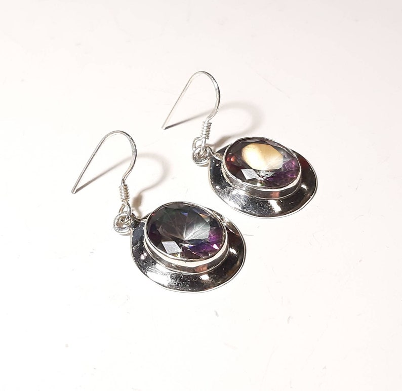 Mystic topaz earrings Sterling silver Topaz gemstone earrings Mystic topaz dangle earrings Topaz dangles Wedding jewelry Bridal earrings