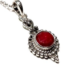 Ruby necklace Sterling silver necklace Ruby pendant Natural ruby gemstone necklace Ruby gem pendant July birthstone Ruby jewelry Love gift