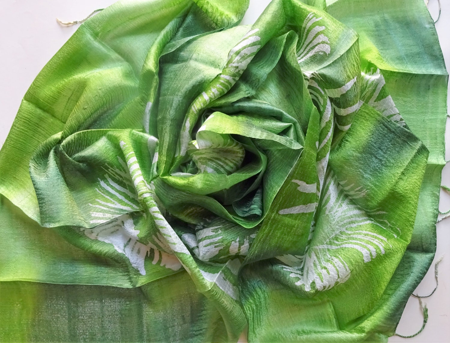 Green Shawl Natural Silk Hand Dyed Handwoven Batik Wedding - Etsy