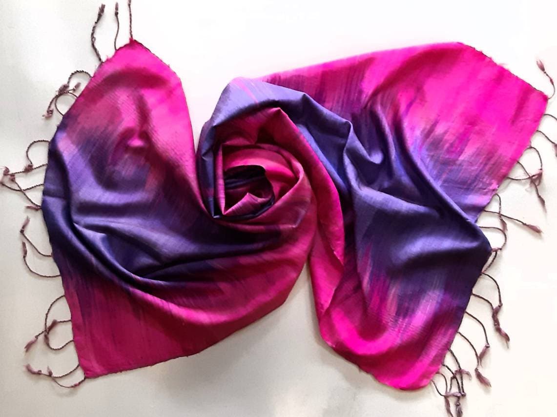 Ikat silk shawl Handwoven shawl Handmade ikat shawl Raw silk shawl Thai silk shawl Pure silk shawl Natural silk shawl Handwoven silk shawl